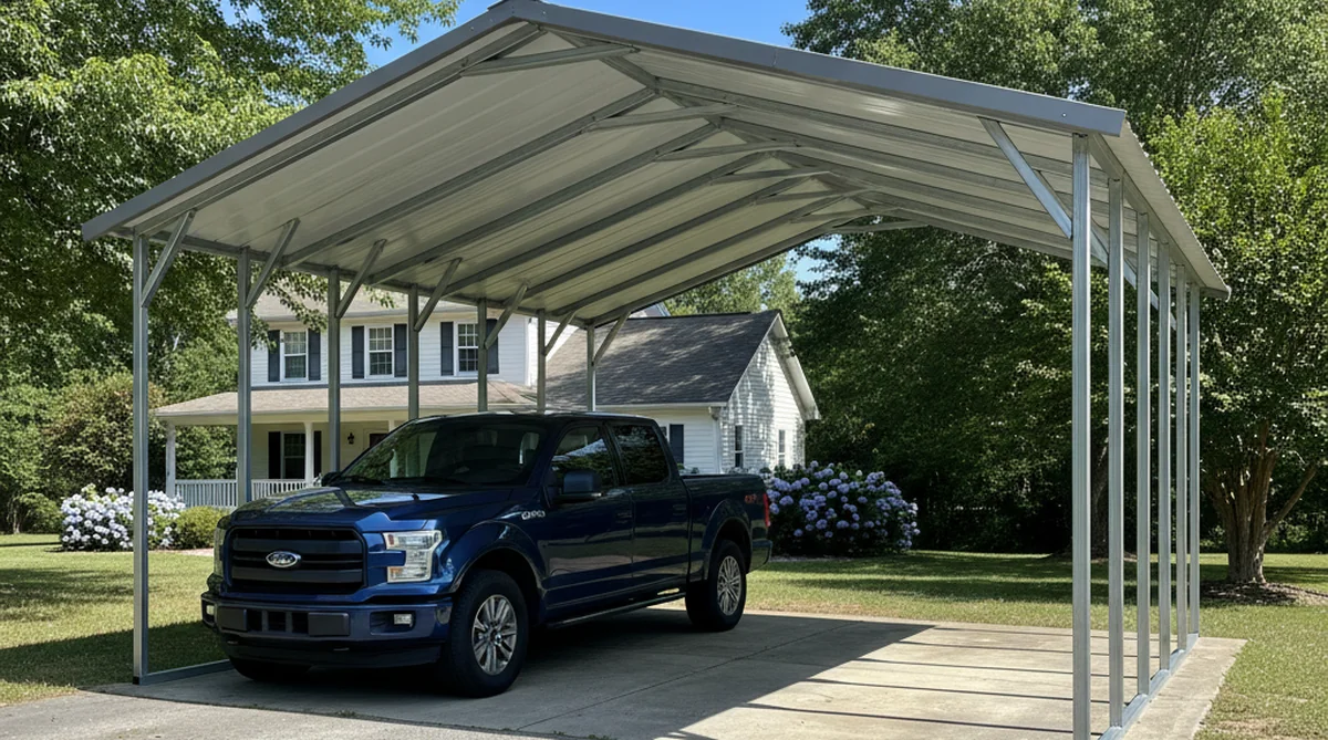 20x20 metal carport with square tube frame in Norway SC