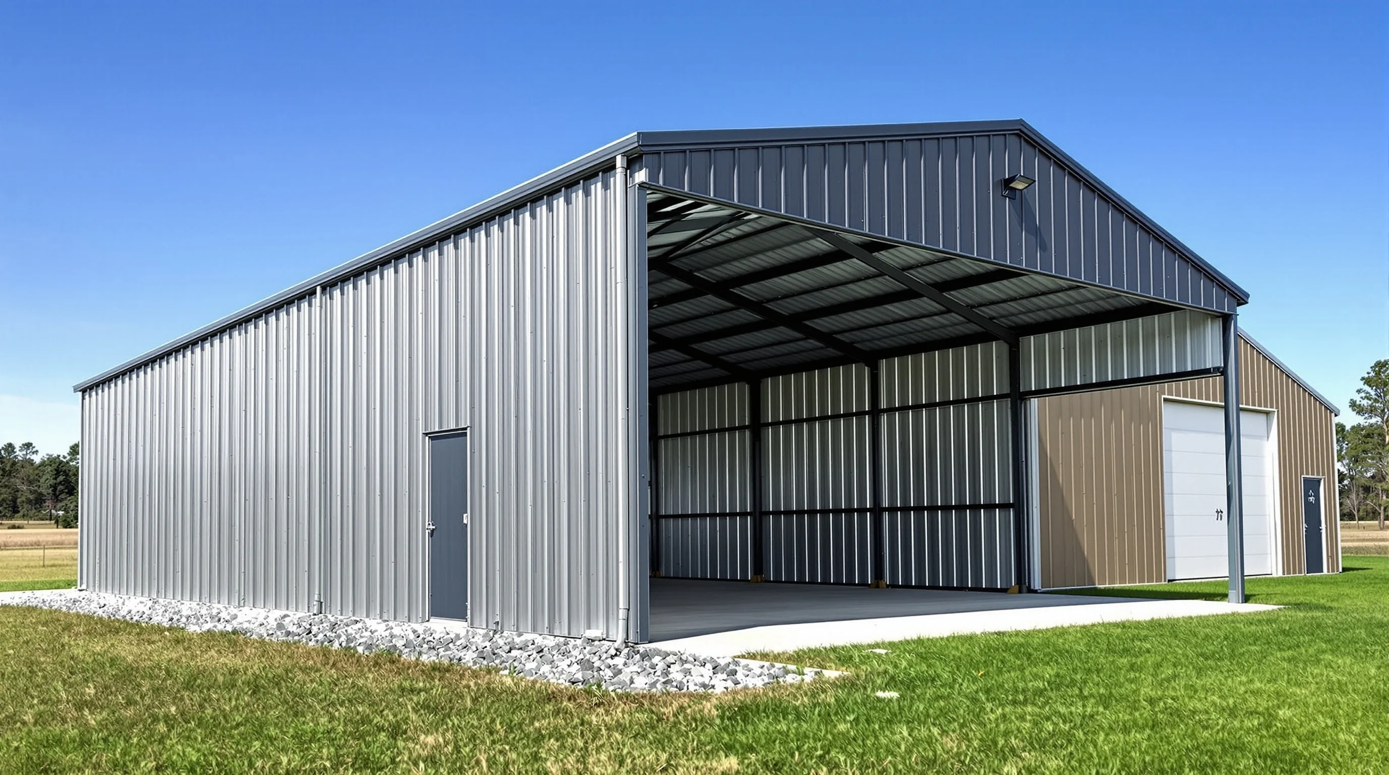 Metal carport and pole barn comparison on SC rural property