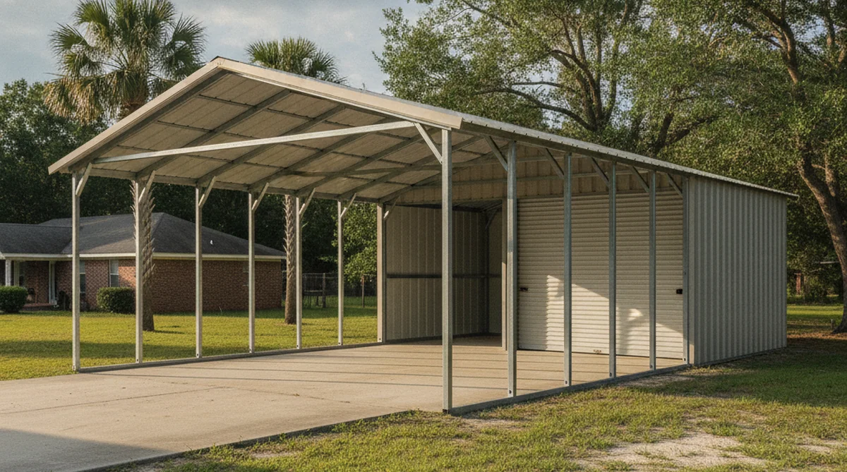 Metal carport with storage room in Bamberg SC