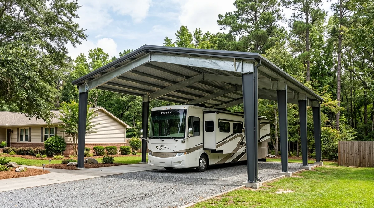 Custom RV carport installation in North SC