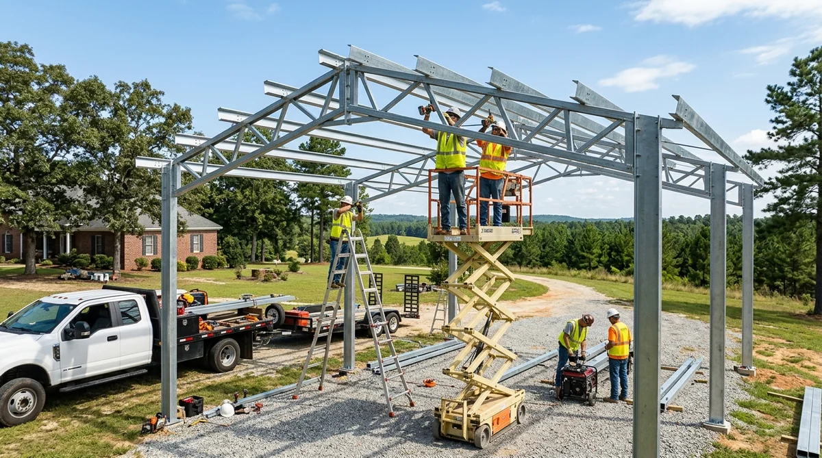 Steel carport installation process in North South Carolina